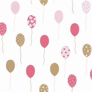 Papier peint Ballons Party Time Rose Fushia Rose Doux Or
