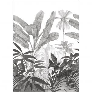 Décor panoramique Jungle Eléphant Hathi 4 Panneaux Noir et Blanc