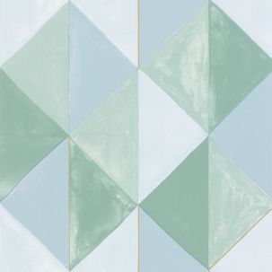 Papier peint Géométrique Plénitude Vert Bleu Or