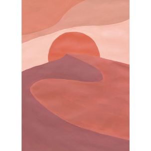 Décor panoramique Coucher de Soleil Désert 2 Panneaux Rose