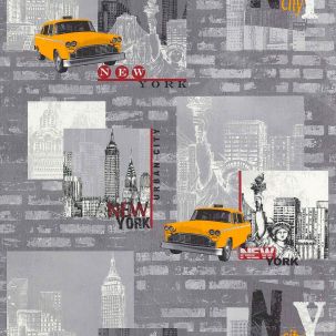 Papier peint Taxis De New York Jaune