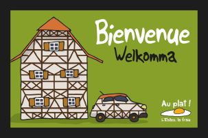 Tapis d'Entrée Humoristique Alsace, Lorraine "Bienvenue" 40 x 60 cm