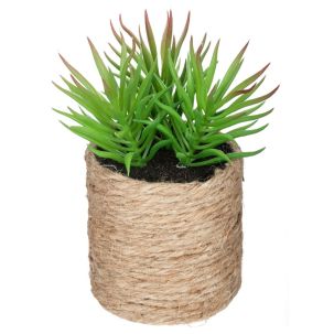 Plante verte tige artificielle dans pot en corde