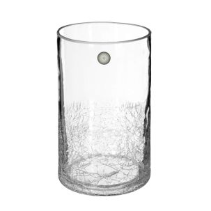Vase Cylindrique Craqué Transparent H.20 cm
