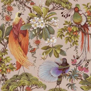 Papier peint Fleurs Vintage Pinceau canard/orange - Belle Epoque de  Montecolino