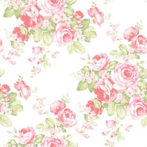 Papier peint Grand Floral Rose Et Vert