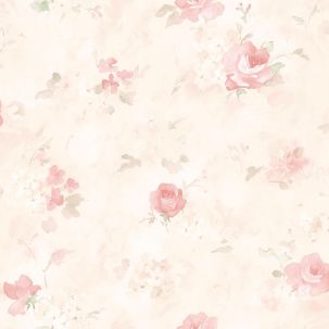 Papier peint Rose Aquarelle Rose Et Crème