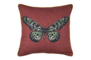 Coussin décoratif déhoussable Papillon Grenache 40 x 40 cm