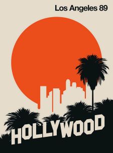 Décor panoramique Pop Art Hollywood 2 Panneaux Premium Orange