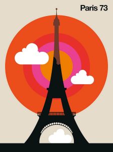 Décor panoramique Pop Art Paris 2 Panneaux Premium Beige