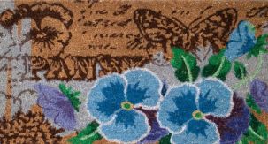 Tapis d'Entrée Extérieur Fleur Bleu 40 x 75 cm